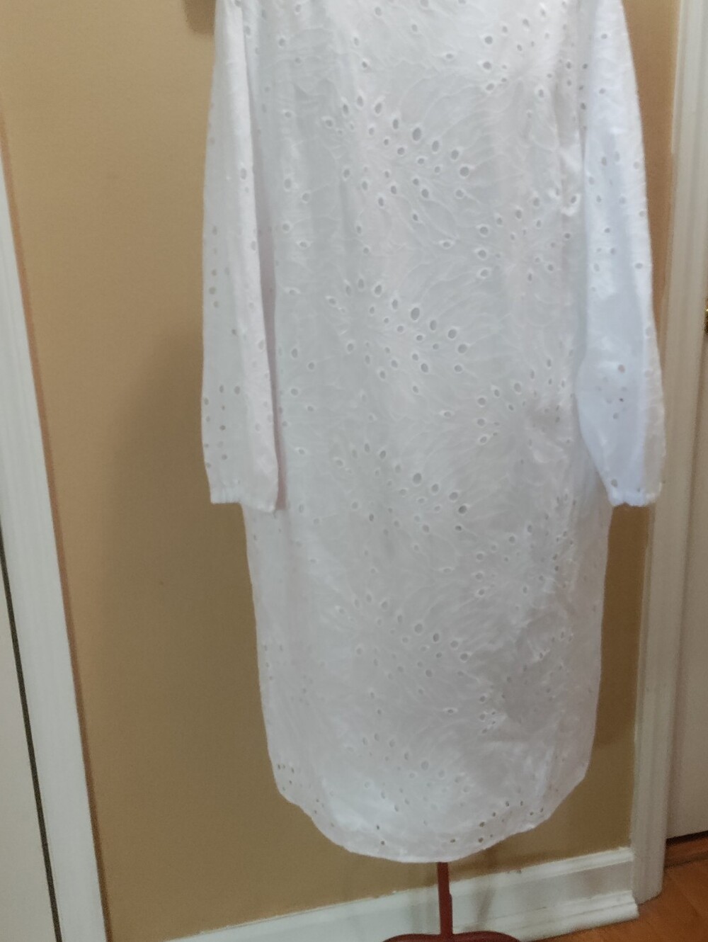 Preston & York White Grosgrain Dress White Eyelet